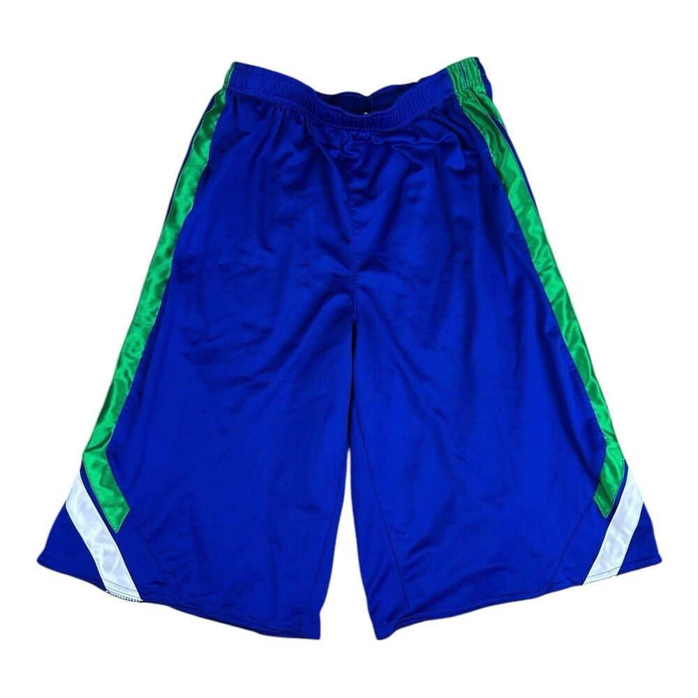 Vintage Nike Shorts Mens Large Blue Basketball Dazzle Shiny Baggy Swoosh Y2K